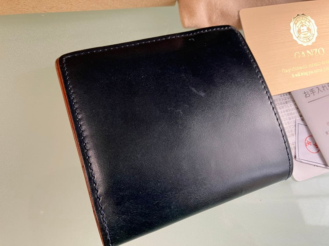 GANZO ガンゾ　コードバン　ミニ財布　ネイビー　二つ折り財布