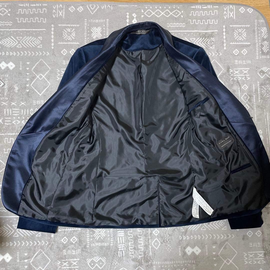 ZARA MAN ネイビー ベルベット テーラードジャケット EUR 46