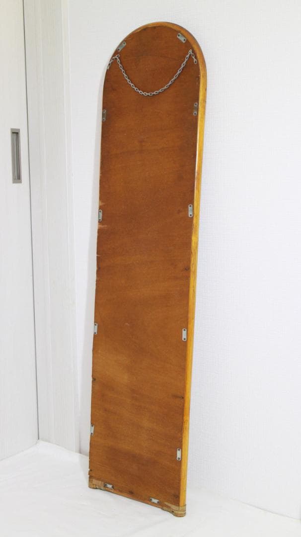 籐ラタン 大型ミラー 鏡 壁掛け アーチ型 全身 姿見 アンティーク