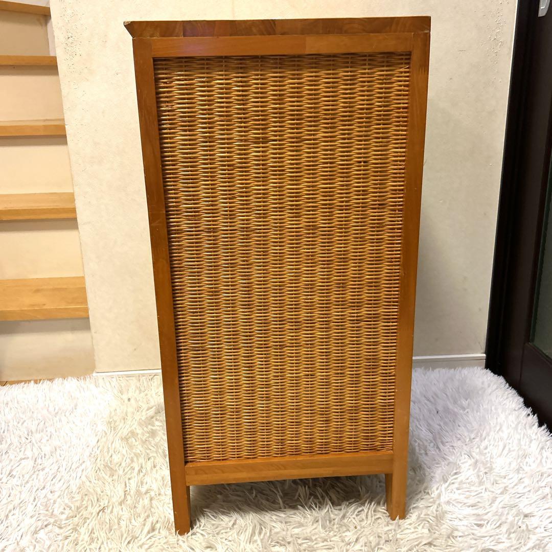 ラタン ＋ 木製 4段チェスト 引き出し 収納 タンス ビンテージ 木枠 家具