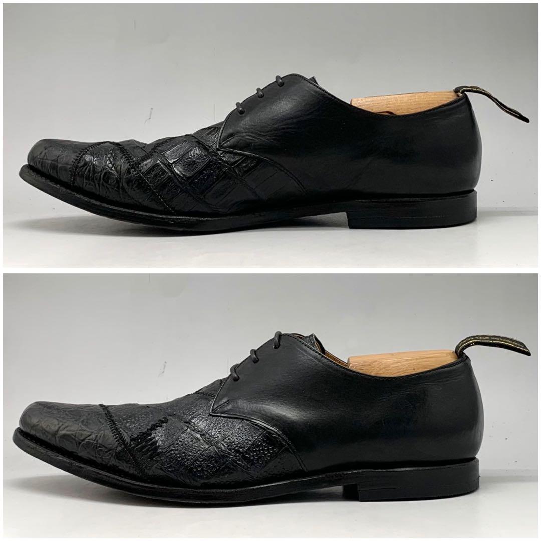 フットザコーチャー ドレスシューズ クロコ型押 ブラック 革靴 パッチワーク26