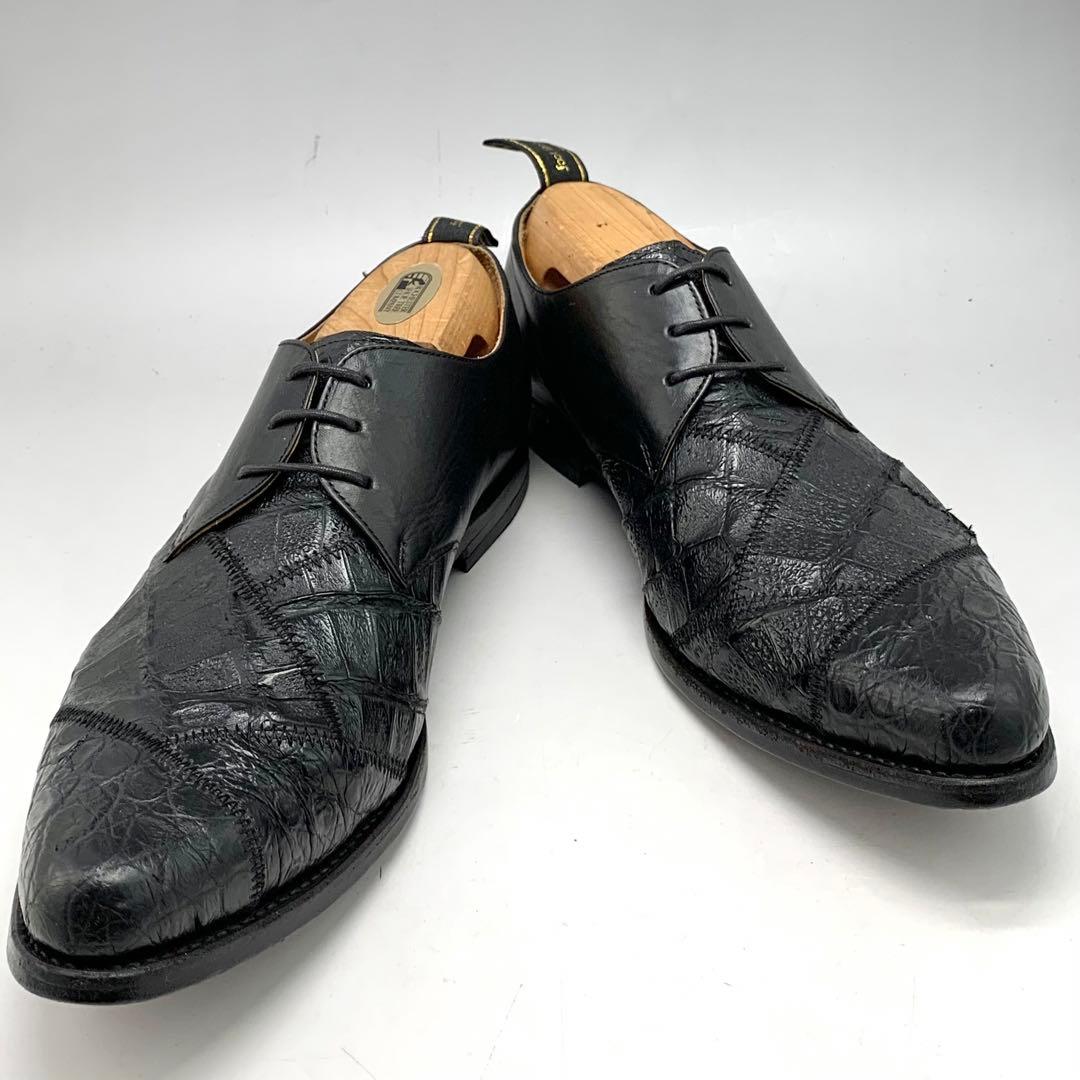 フットザコーチャー ドレスシューズ クロコ型押 ブラック 革靴 パッチワーク26