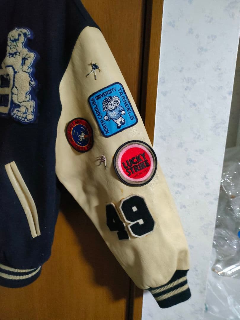 Backdrop スタジャン ネイビー/ベージュ