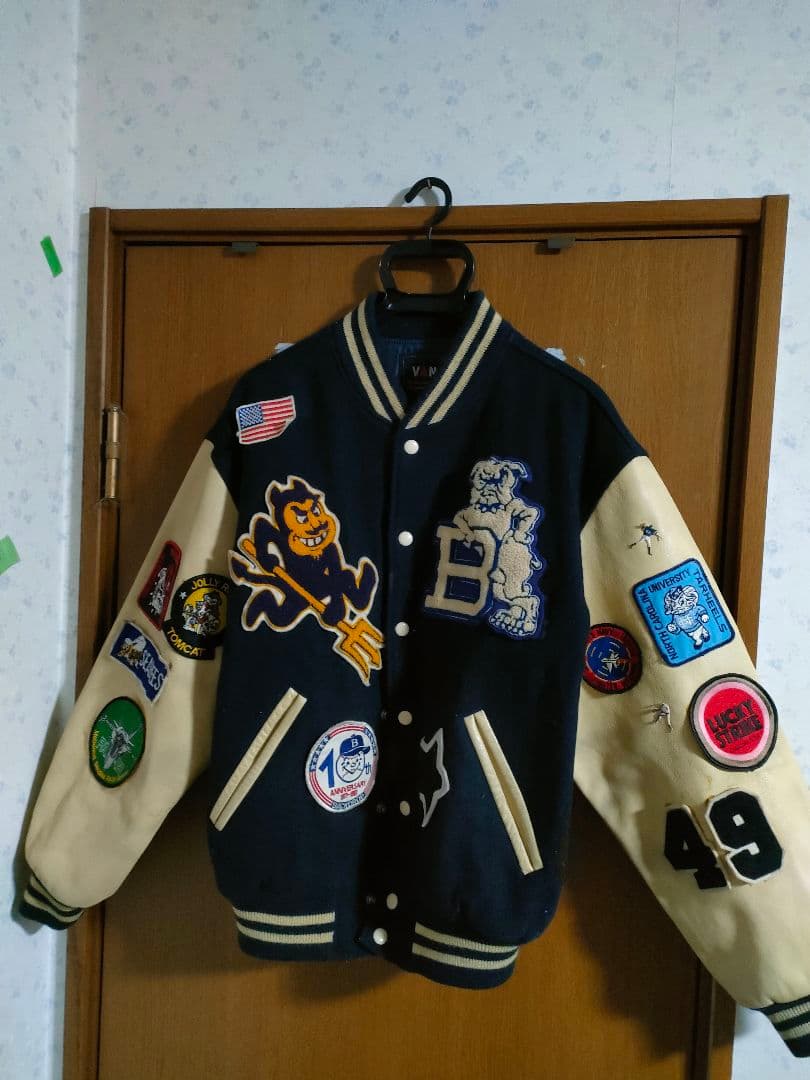 Backdrop スタジャン ネイビー/ベージュ