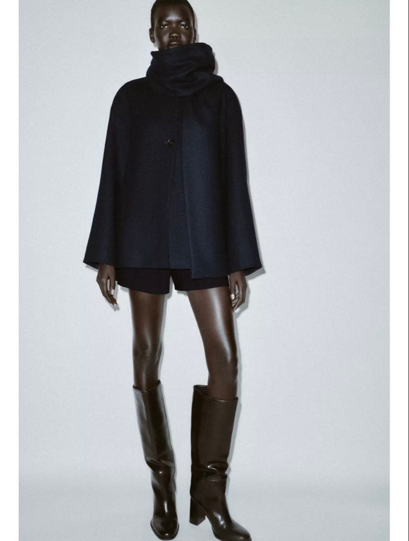 タグ付き　ZARA ウールショートスカーフコート