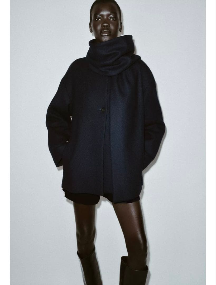 タグ付き　ZARA ウールショートスカーフコート