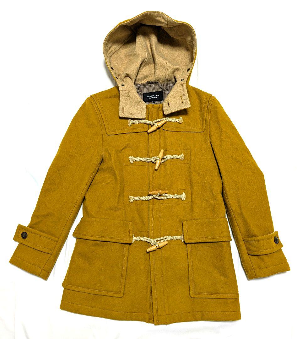 バーバリーブラックレーベル ダッフルコート ノバチェック マスタード M