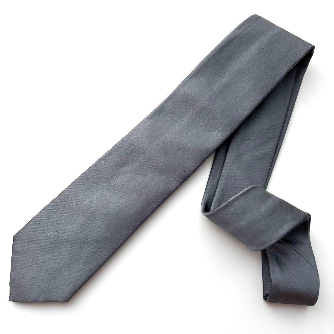 ꧁新品未使用꧂ セリーヌ ネクタイ 無地 サテン ソリッドタイ マカダム グレー