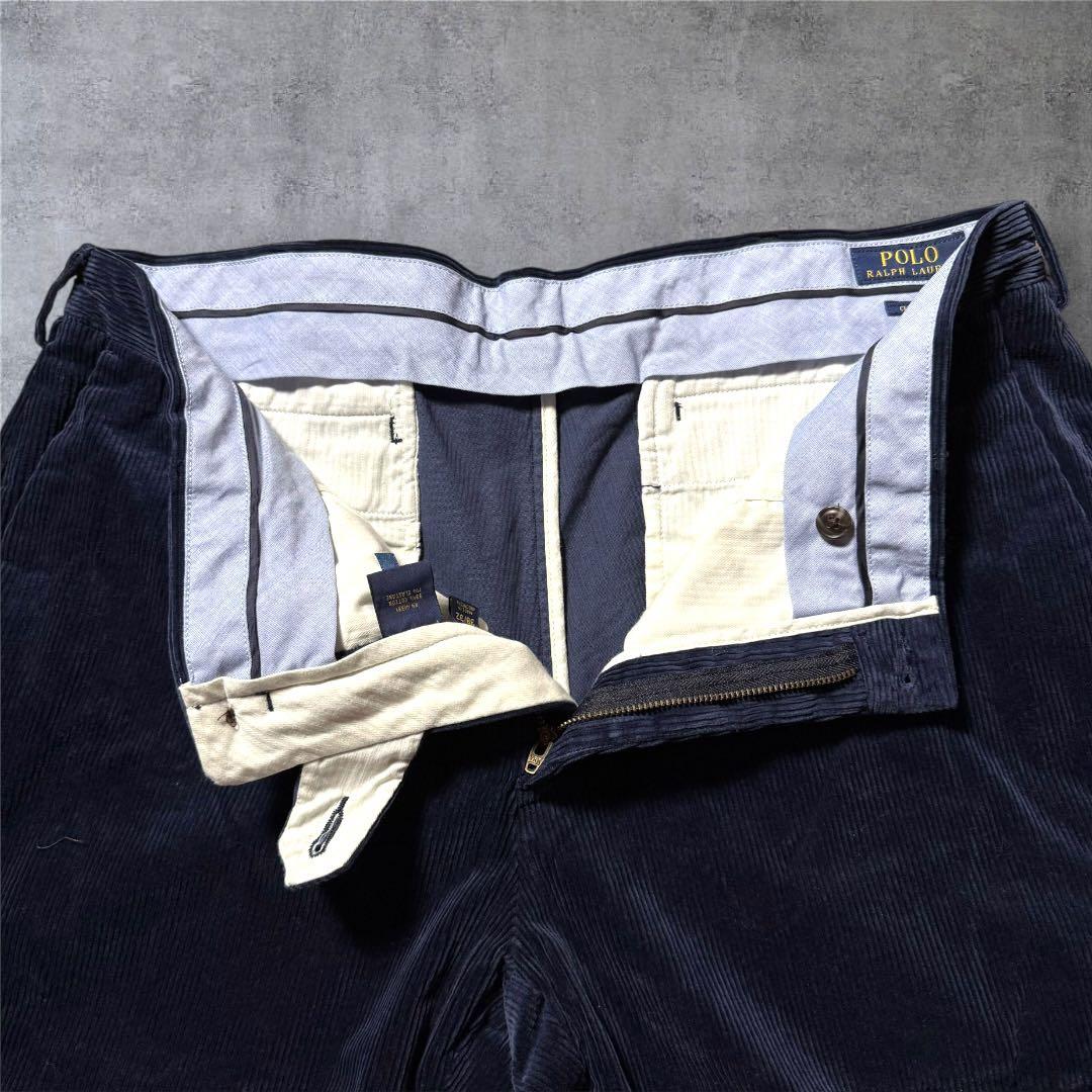 2111 美品ポロラルフローレンコーデュロイパンツ太畝クラシックフィット古着濃紺