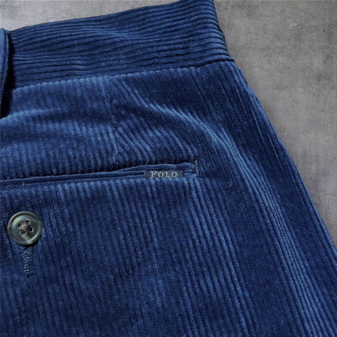 2111 美品ポロラルフローレンコーデュロイパンツ太畝クラシックフィット古着濃紺