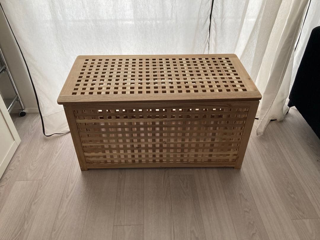 【IKEA】　　HOL ホール リビングテーブル 収納付き アカシア材