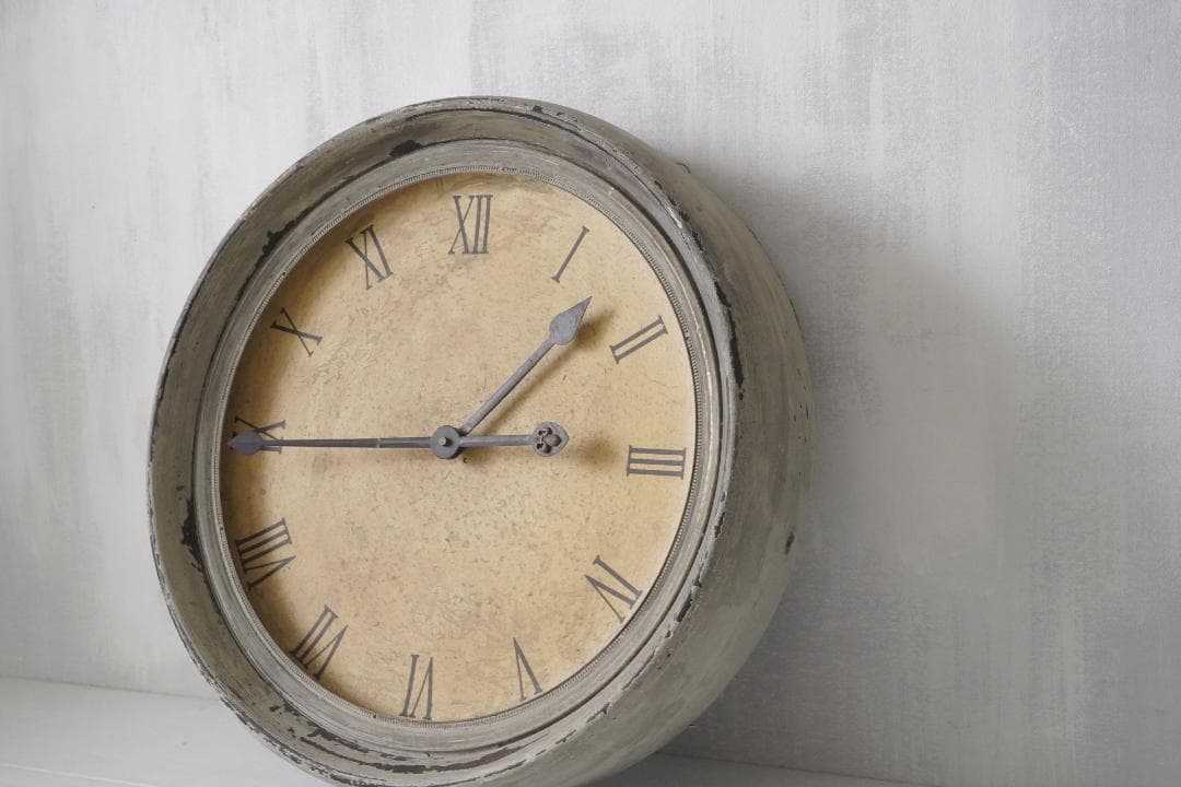 フランスアンティーク・お月様のような大きな掛時計 動作品・単3電池式 インテリア