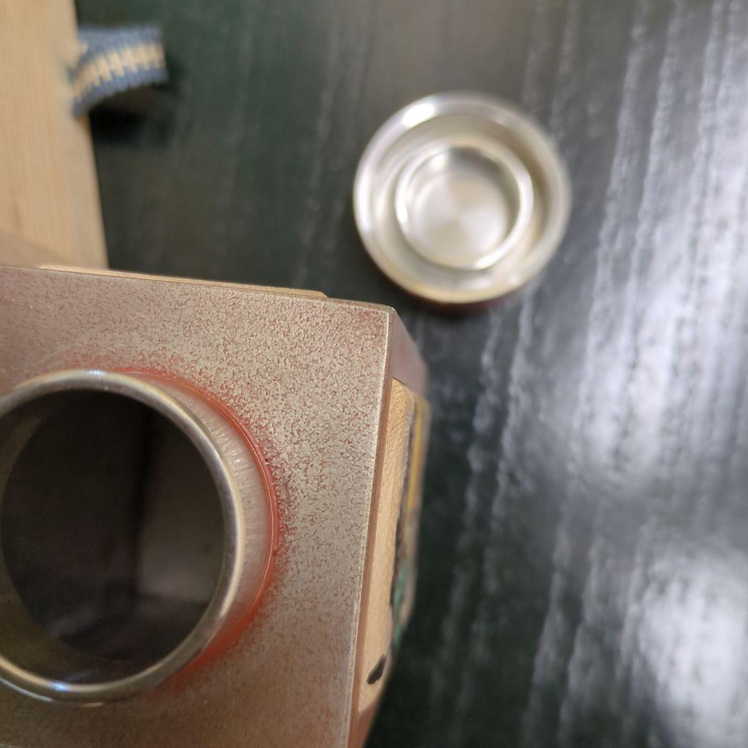 茶入　煎茶道具　吉村志扛造　純錫　赤漆　角　茶道具　茶道　木箱