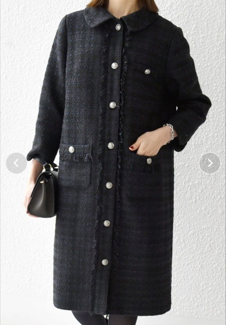 SHIPS any ネイビーブルー ロングコート（ワンピースジャケット）