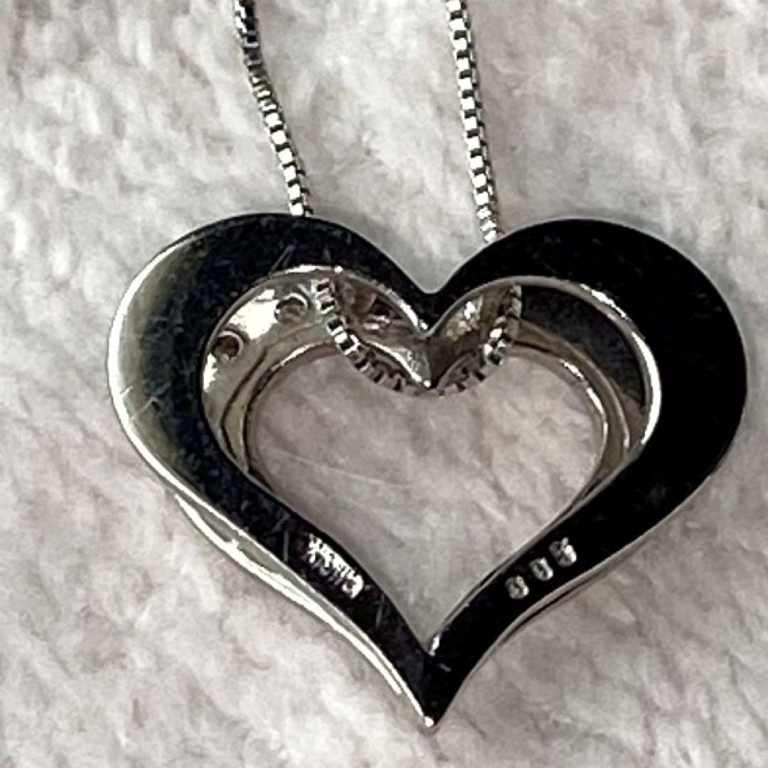 K18WG ダイヤ オープンハートネックレス 0.06ctペンダント