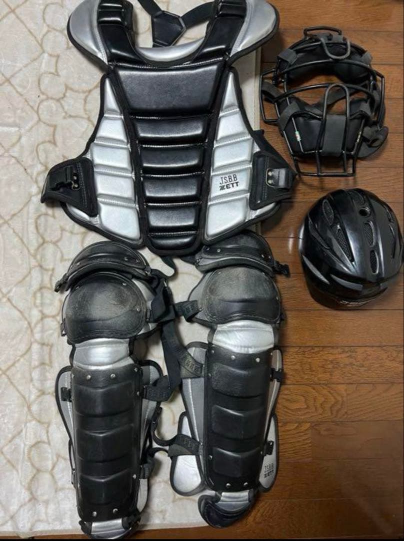 ゼット　軟式JSBB　キャッチャー防具一式　黒&シルバー