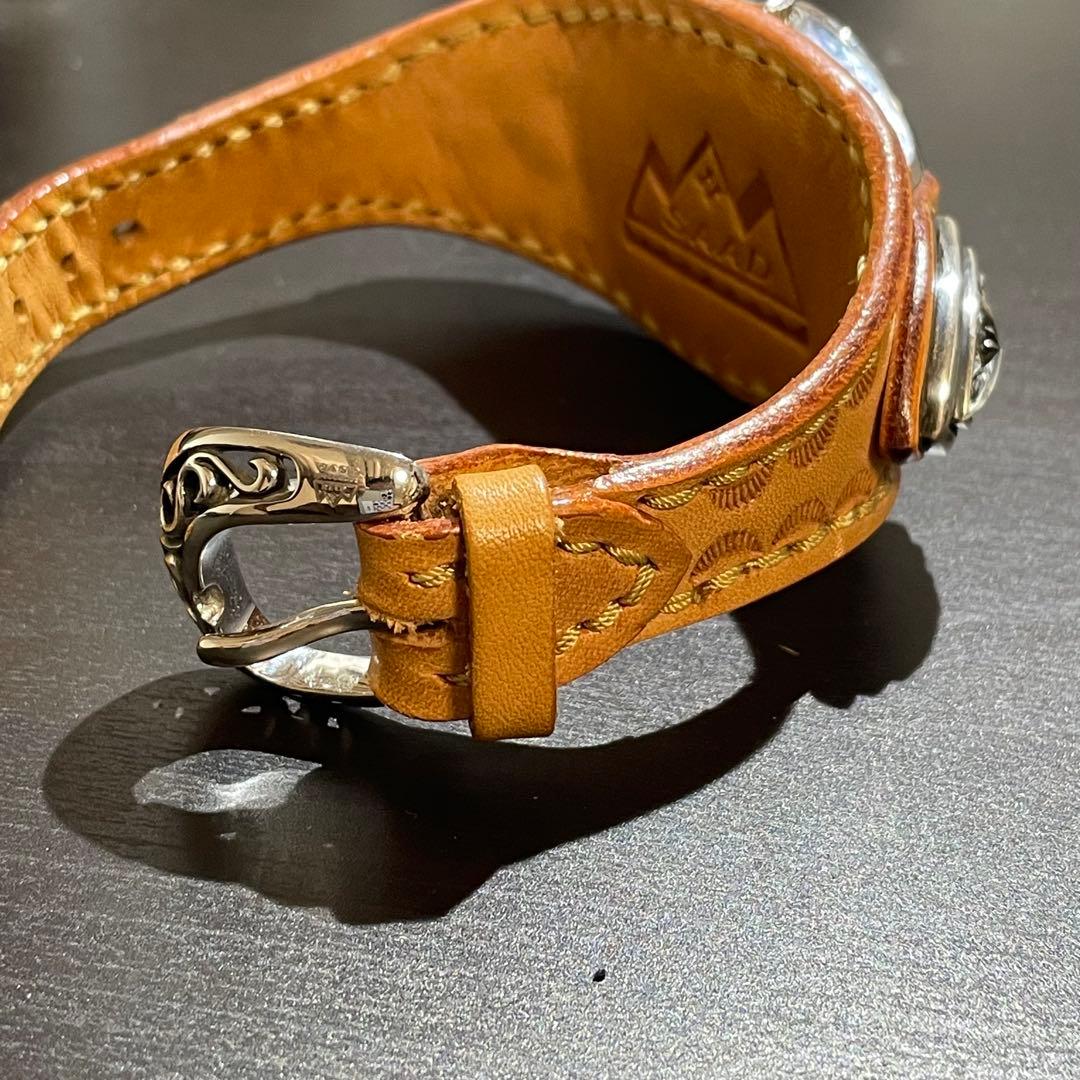 SAAD サード　ターコイズ　カラー　文字盤　レザーベルト腕時計