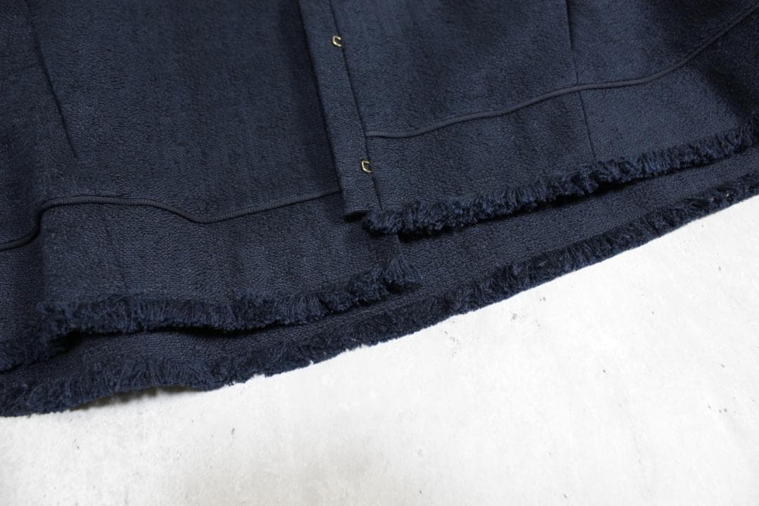 Drawer ドゥロワー シルク裏地 ノーカラージャケット 36 ネイビー