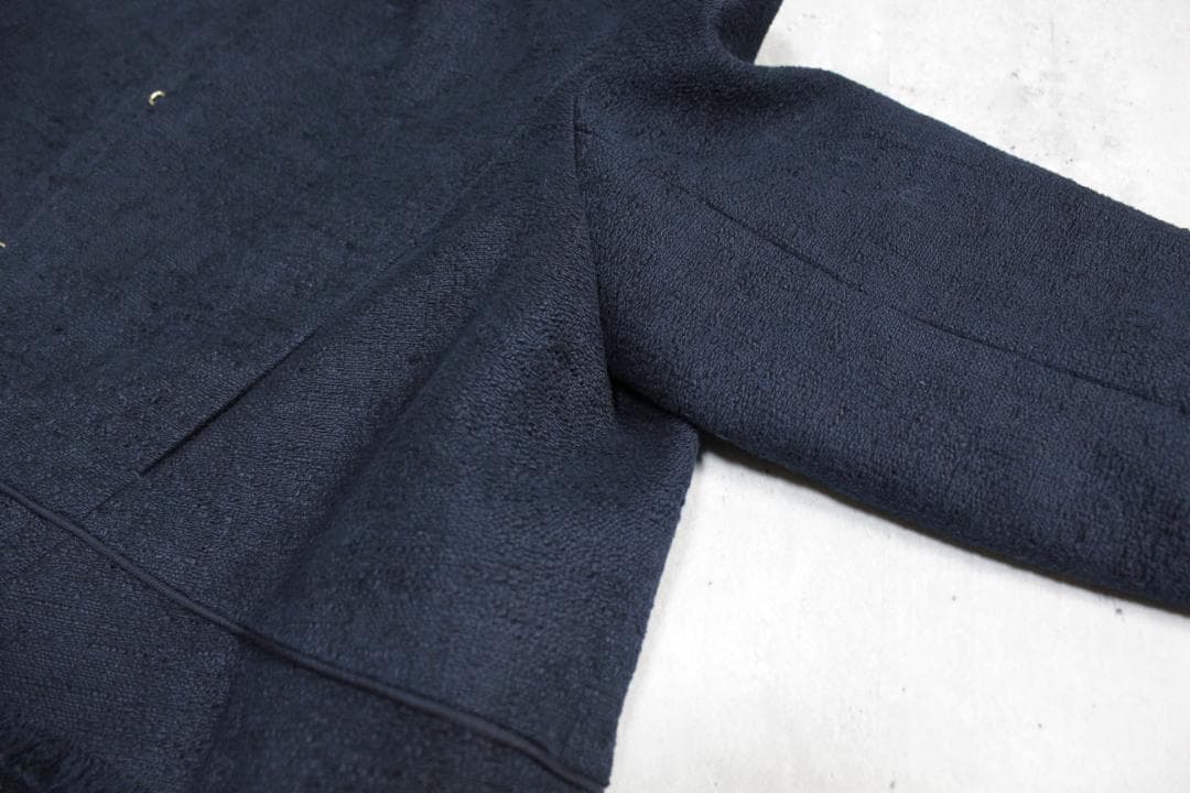 Drawer ドゥロワー シルク裏地 ノーカラージャケット 36 ネイビー