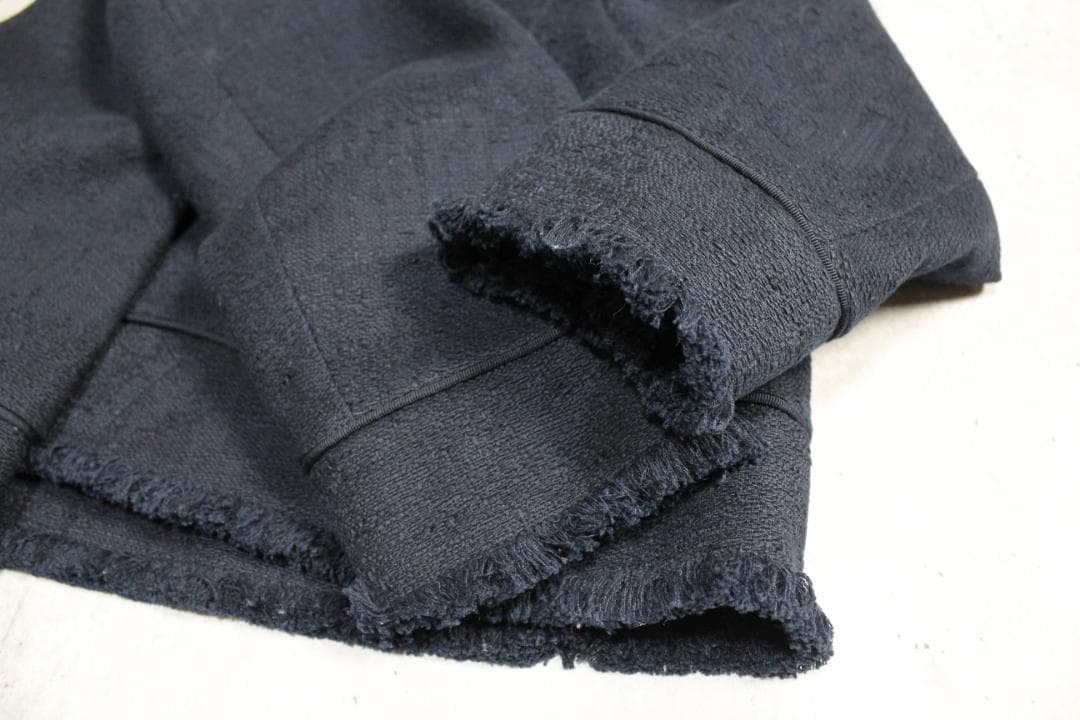 Drawer ドゥロワー シルク裏地 ノーカラージャケット 36 ネイビー