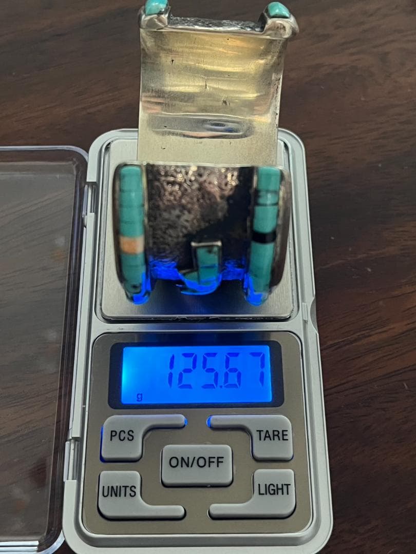 ◆シルバー×ターコイズ 幅広バングル 925刻印 幅38mm