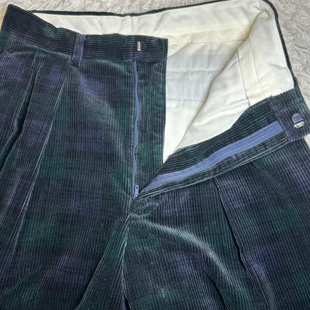 レア　ポロラルフローレン 90s 2タック チェック コーデュロイパンツ