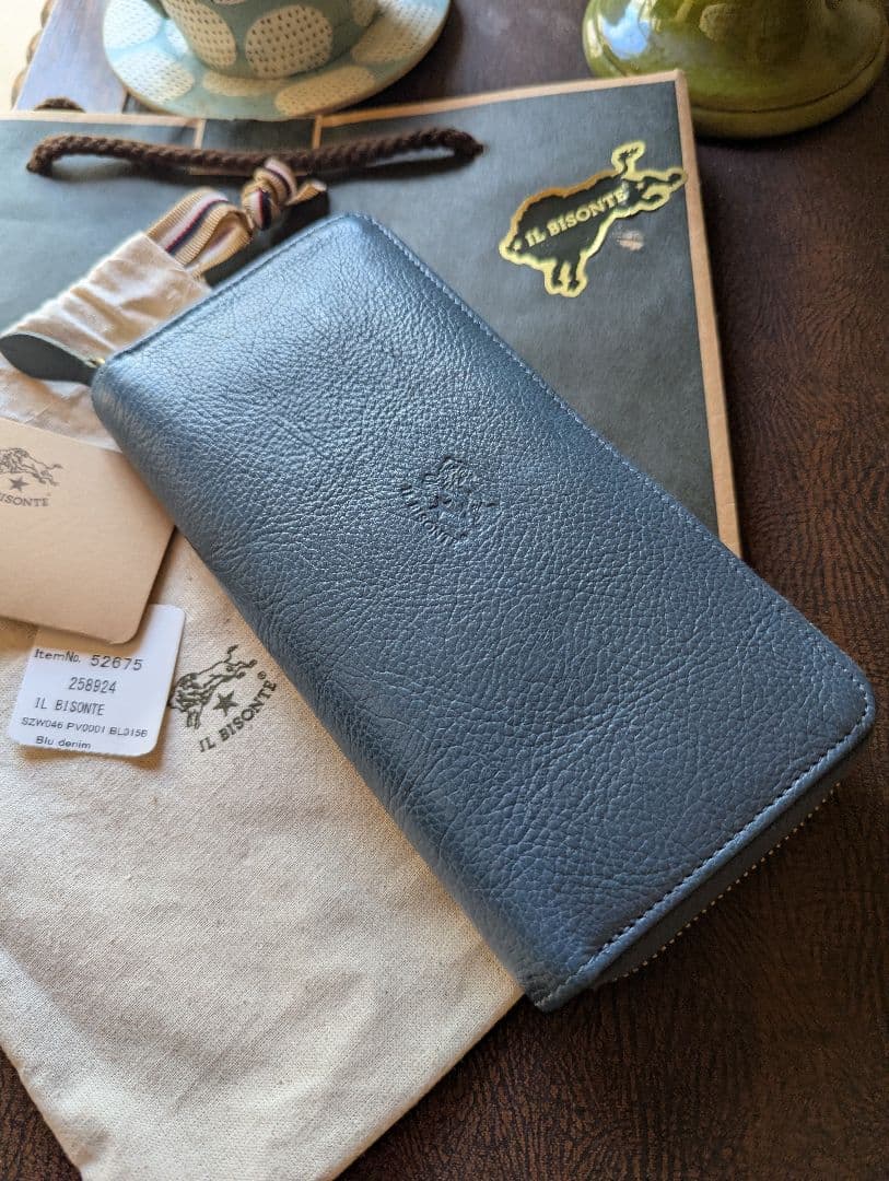 イルビゾンテ【限定色デニムブルー】ラウンドジップロングウォレット 希少 男女兼用