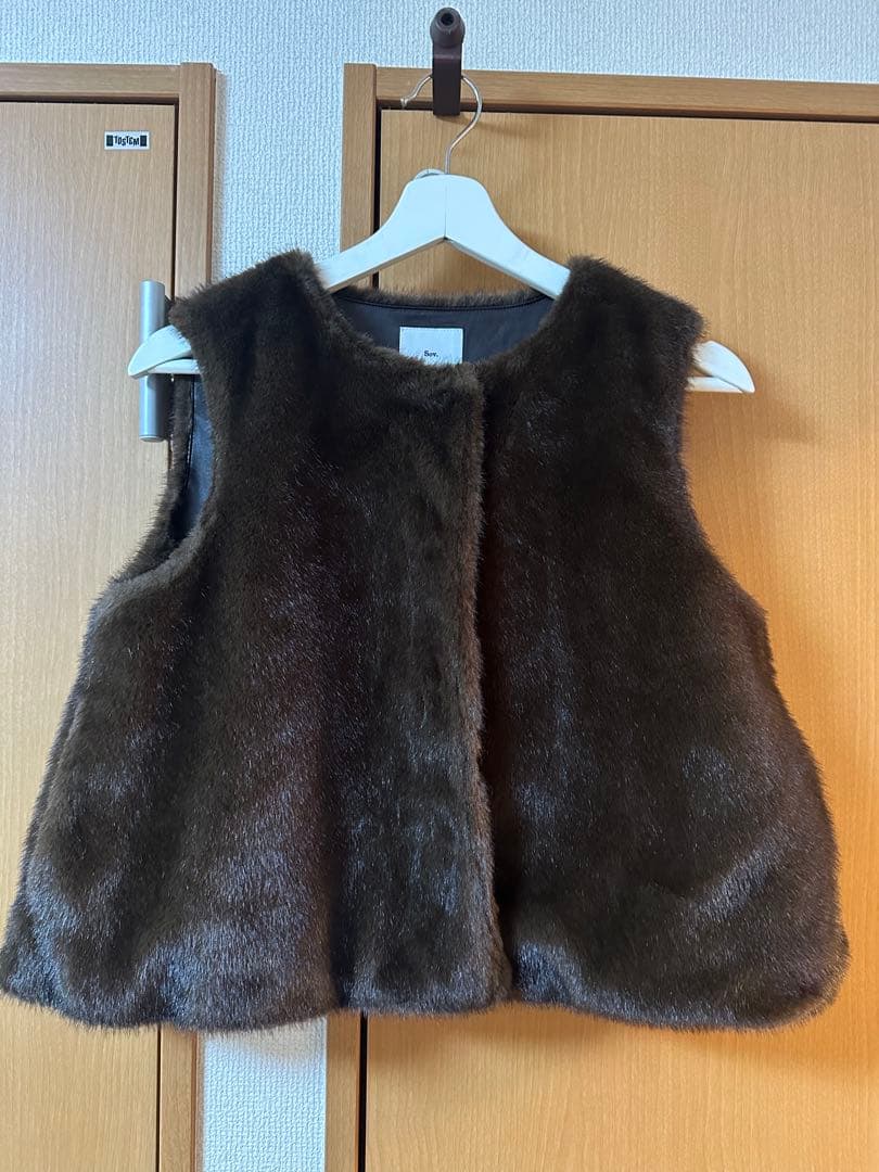 ダブルスタンダードクロージング　sov. ミンクフェイクファーベスト　ブラウン
