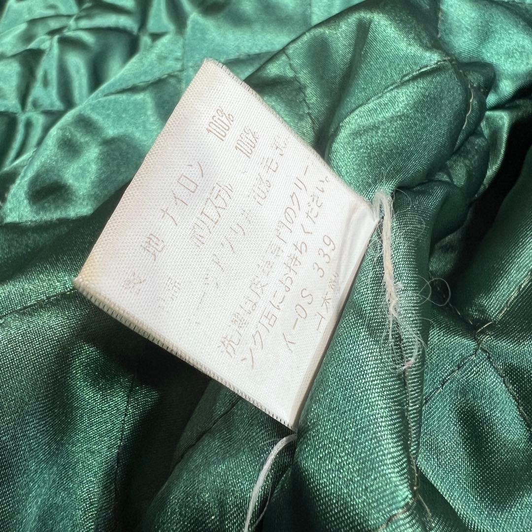 【美品】80sヴィンテージ ウールレザースタジャン 無地 グリーンホワイト L