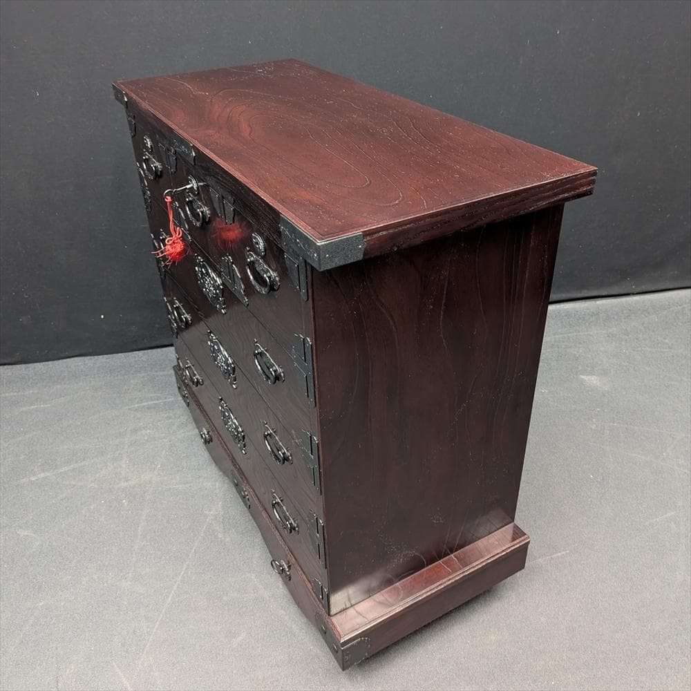 美品　筑後民芸　欅 ケヤキ　車箪笥　整理箪笥　時代家具　タンス　蟻組　焼印　民藝