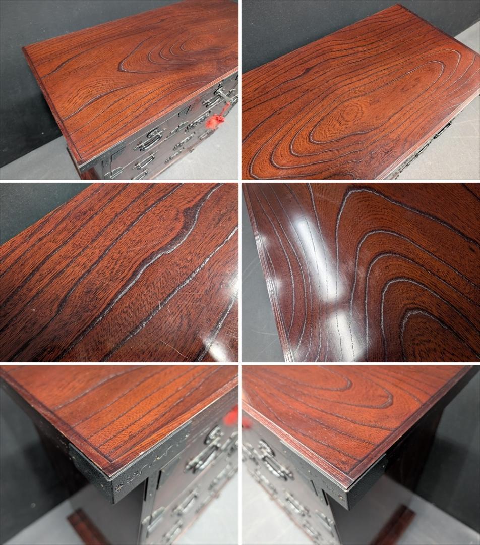 美品　筑後民芸　欅 ケヤキ　車箪笥　整理箪笥　時代家具　タンス　蟻組　焼印　民藝