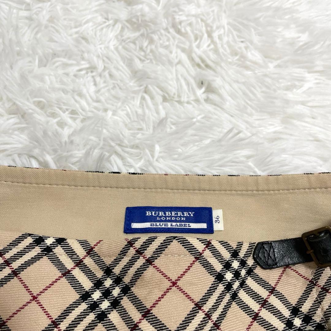 バーバリーブルーレーベル　ノバチェック　ラップスカート　36