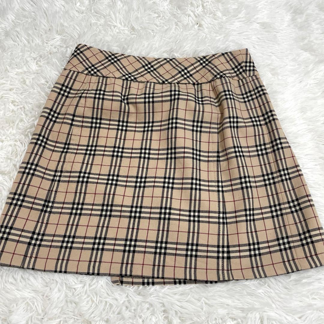 バーバリーブルーレーベル　ノバチェック　ラップスカート　36