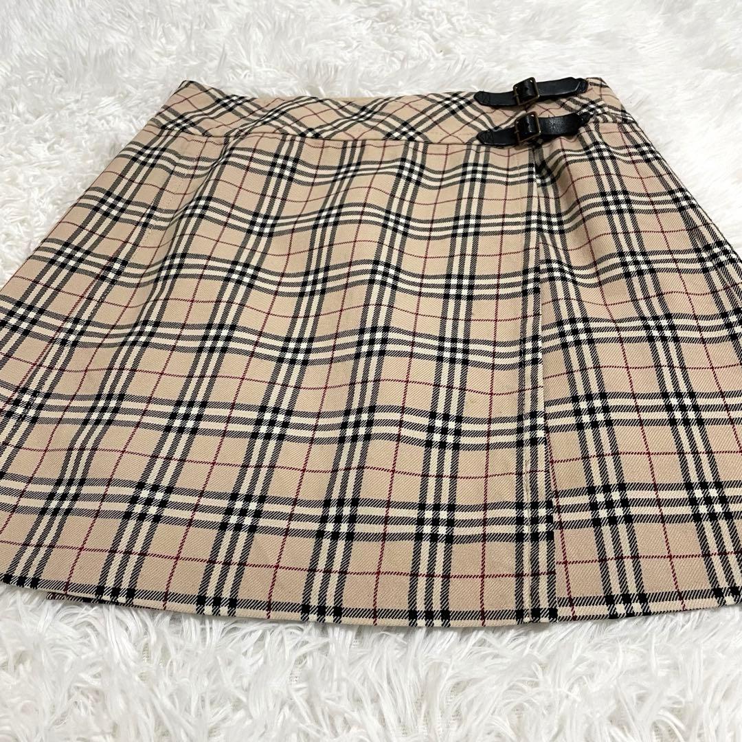 バーバリーブルーレーベル　ノバチェック　ラップスカート　36
