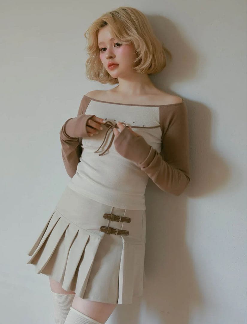 スカート Andmary Giselle pleats skirt beige M