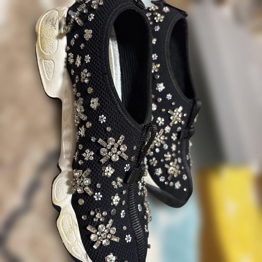 Dior fusionビジュー付きブラックスニーカー