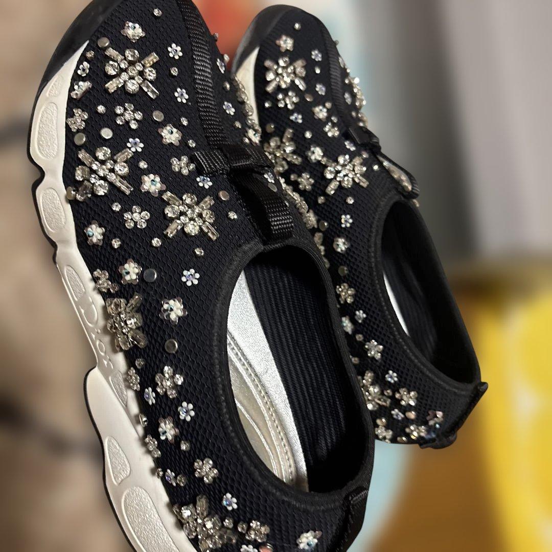 Dior fusionビジュー付きブラックスニーカー