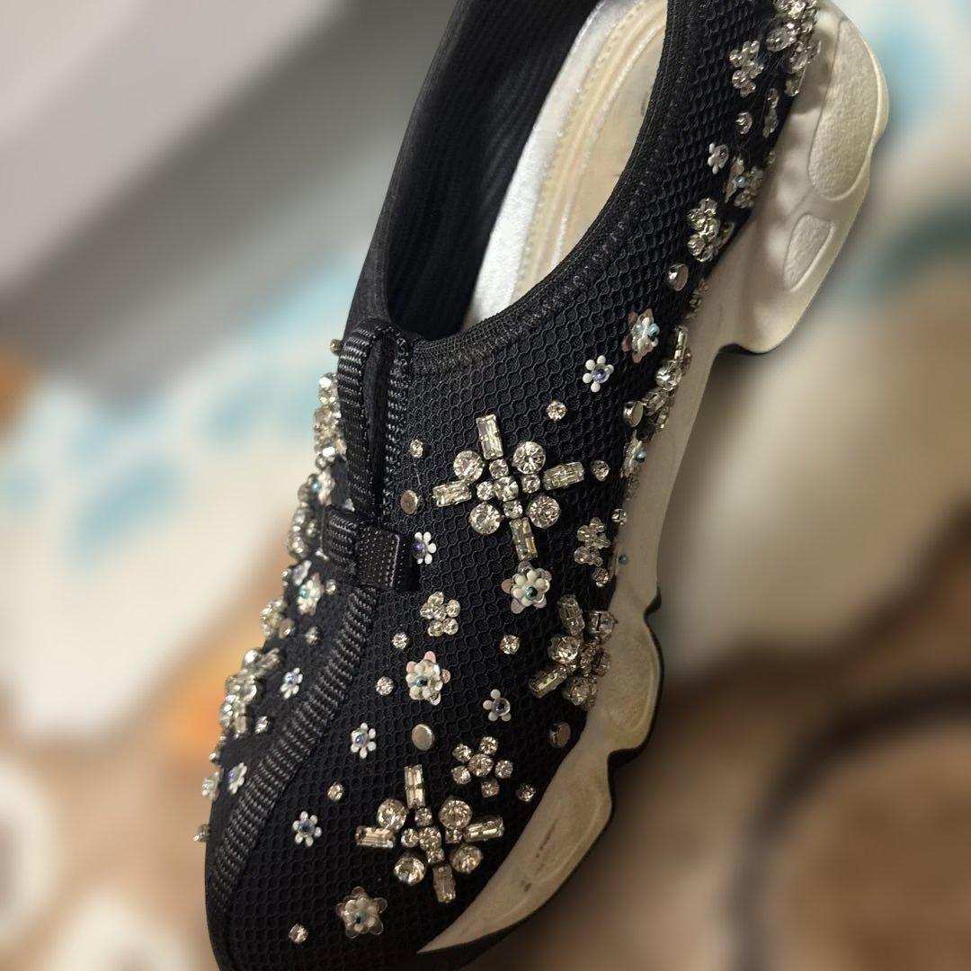 Dior fusionビジュー付きブラックスニーカー