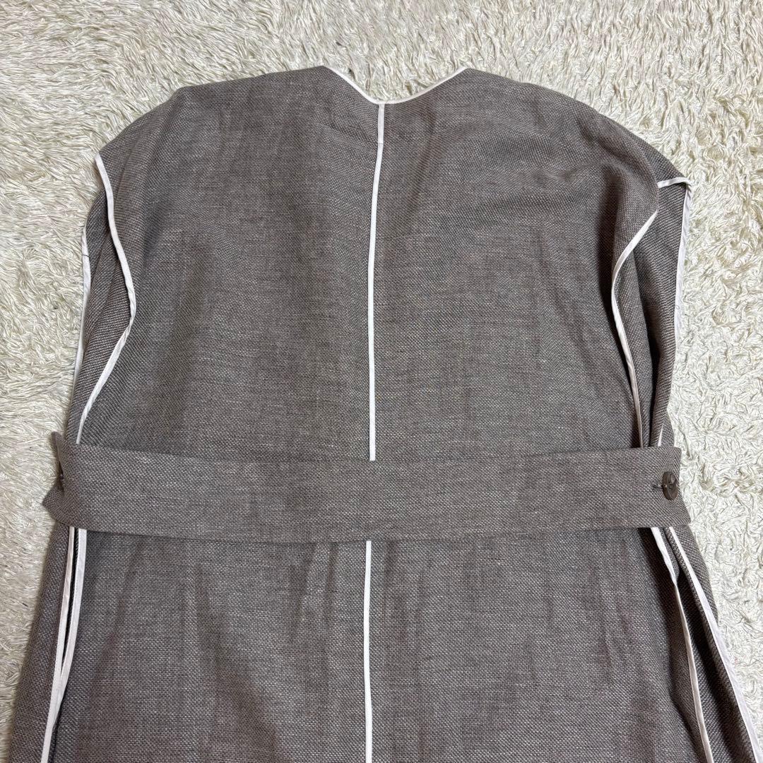 極美品　2023SS SACRA リネンコットンバスケットロングジレ