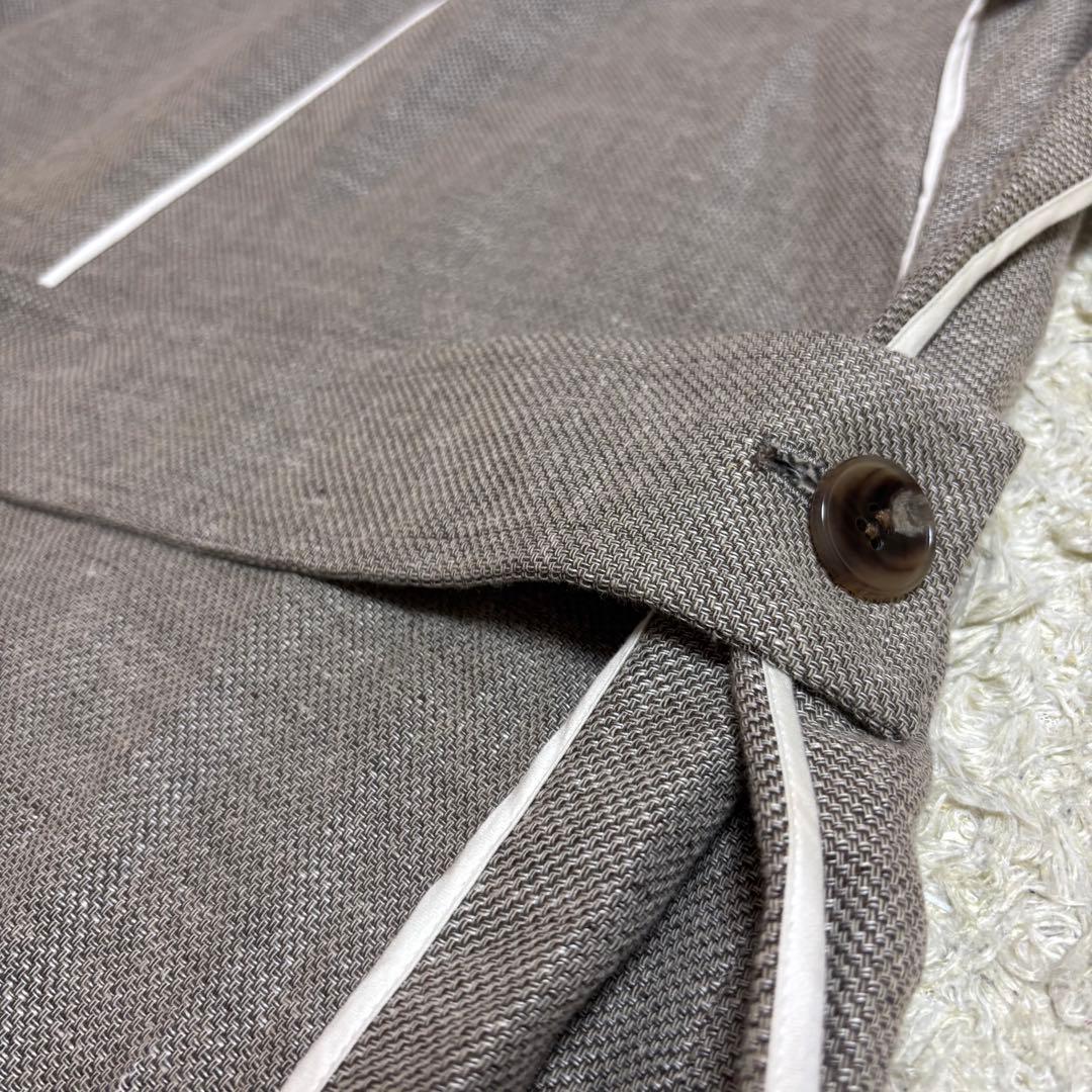 極美品　2023SS SACRA リネンコットンバスケットロングジレ