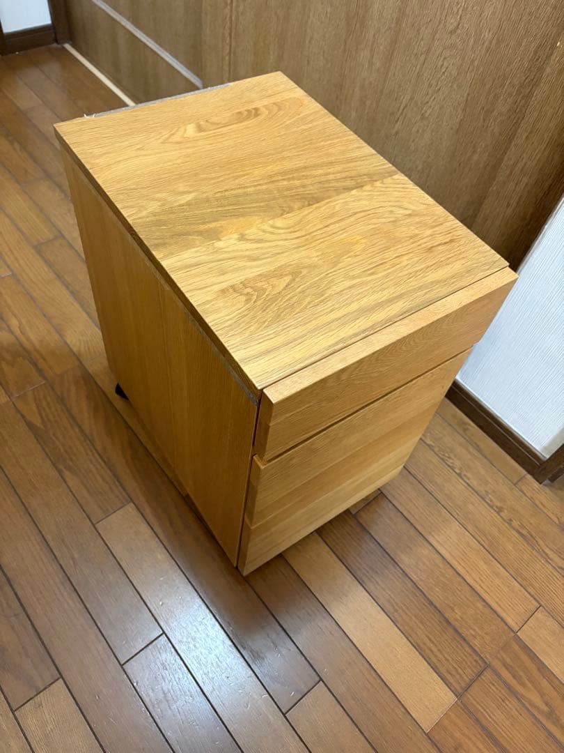 無印良品　木製デスクサイドキャビネット 袖机 2段引き出し