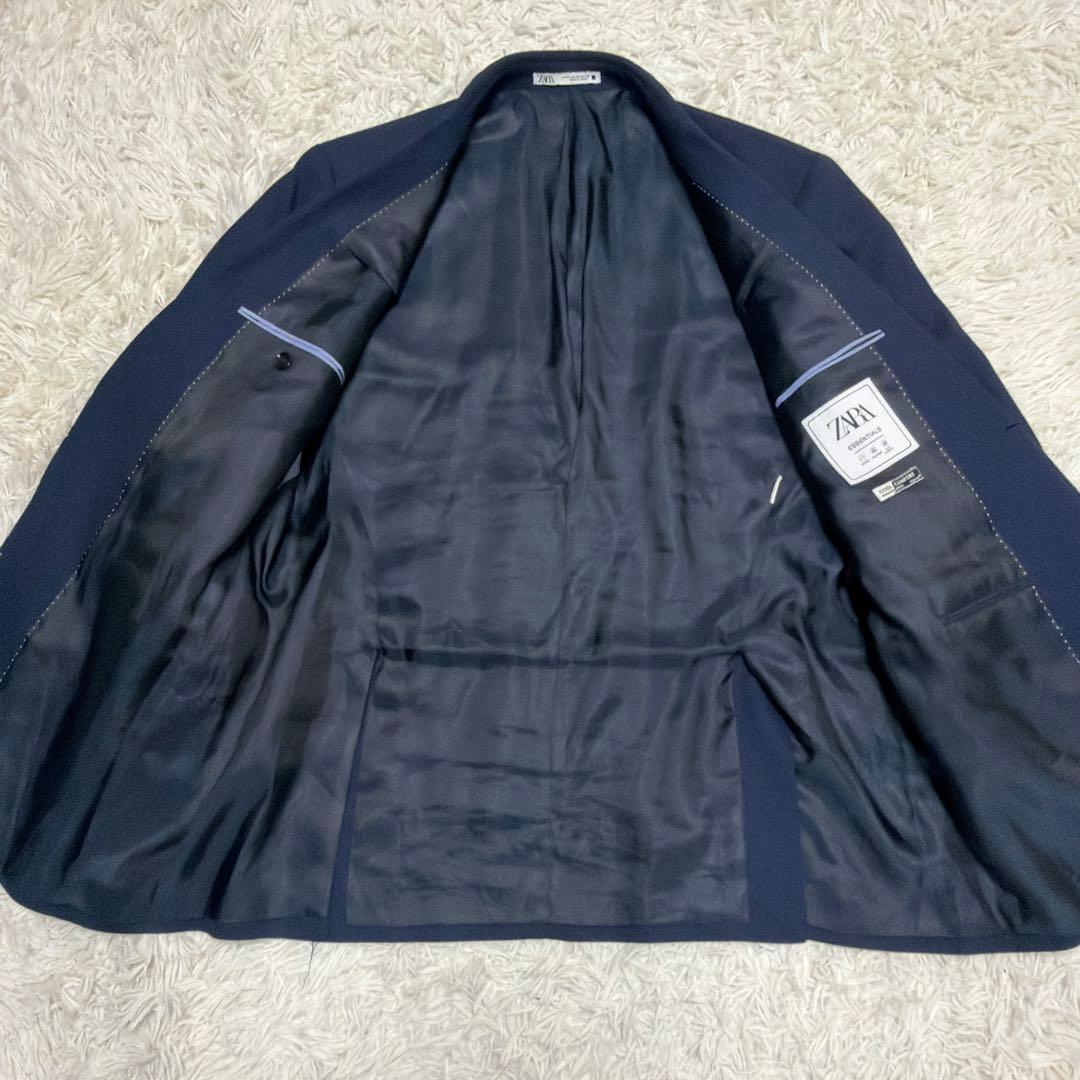 ZARA セットアップ スーツ ネイビー　総裏　EUR54 希少サイズ 紺