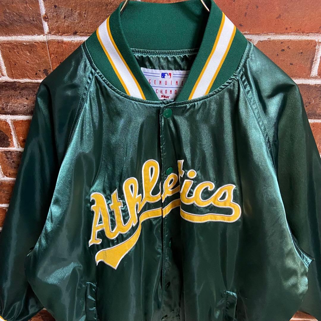 90s アスレチックス MLB スタジャン ナイロンジャケット メジャー 古着