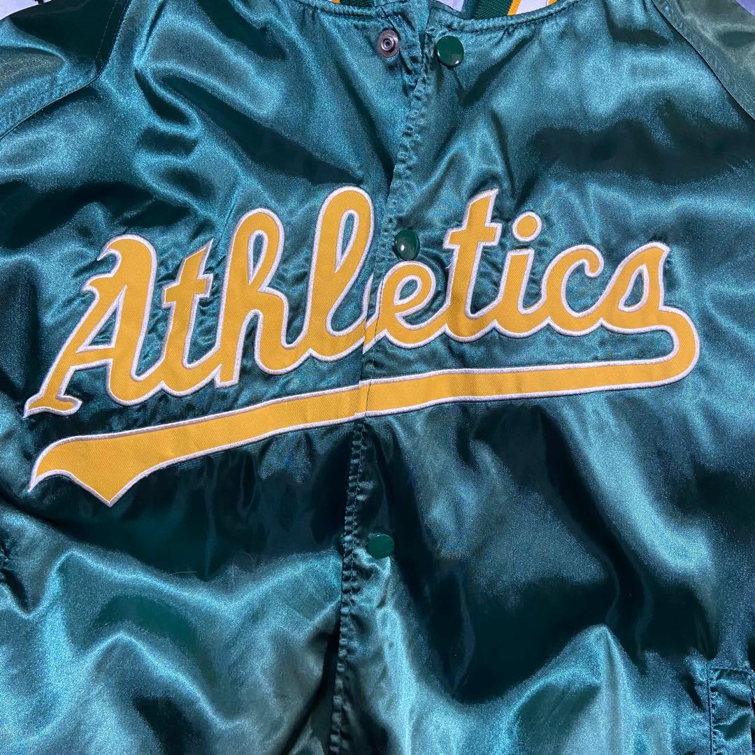 90s アスレチックス MLB スタジャン ナイロンジャケット メジャー 古着