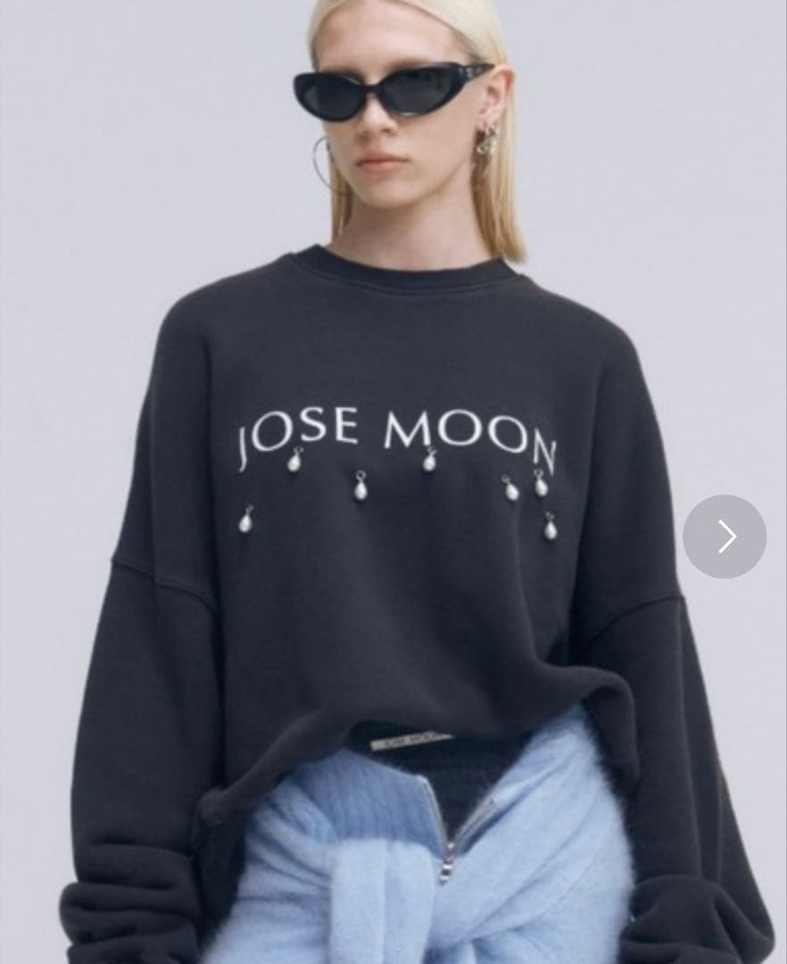 JOSE MOON パール オーバーサイズスウェット ブラック