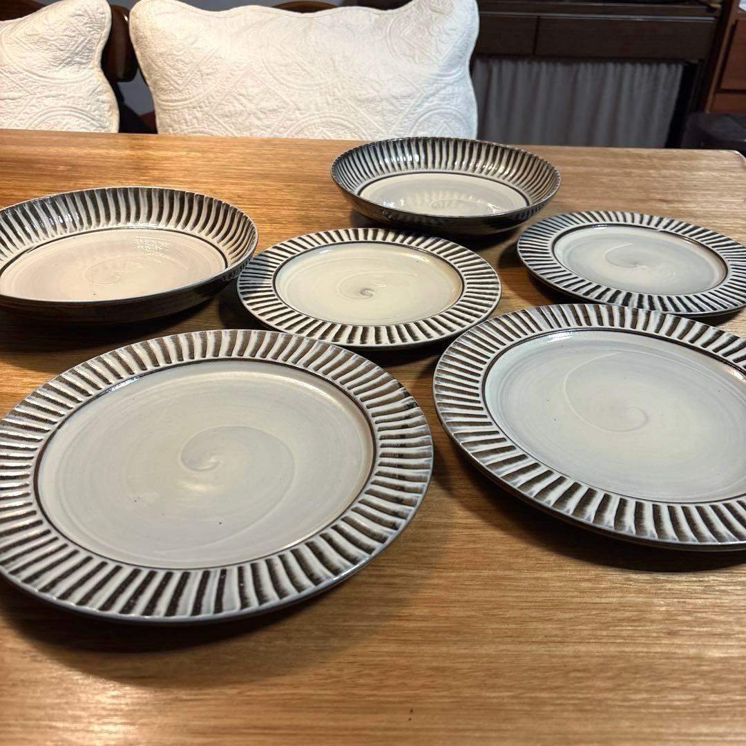 小石原ポタリー　浅鉢2枚と平皿4枚の6枚セット