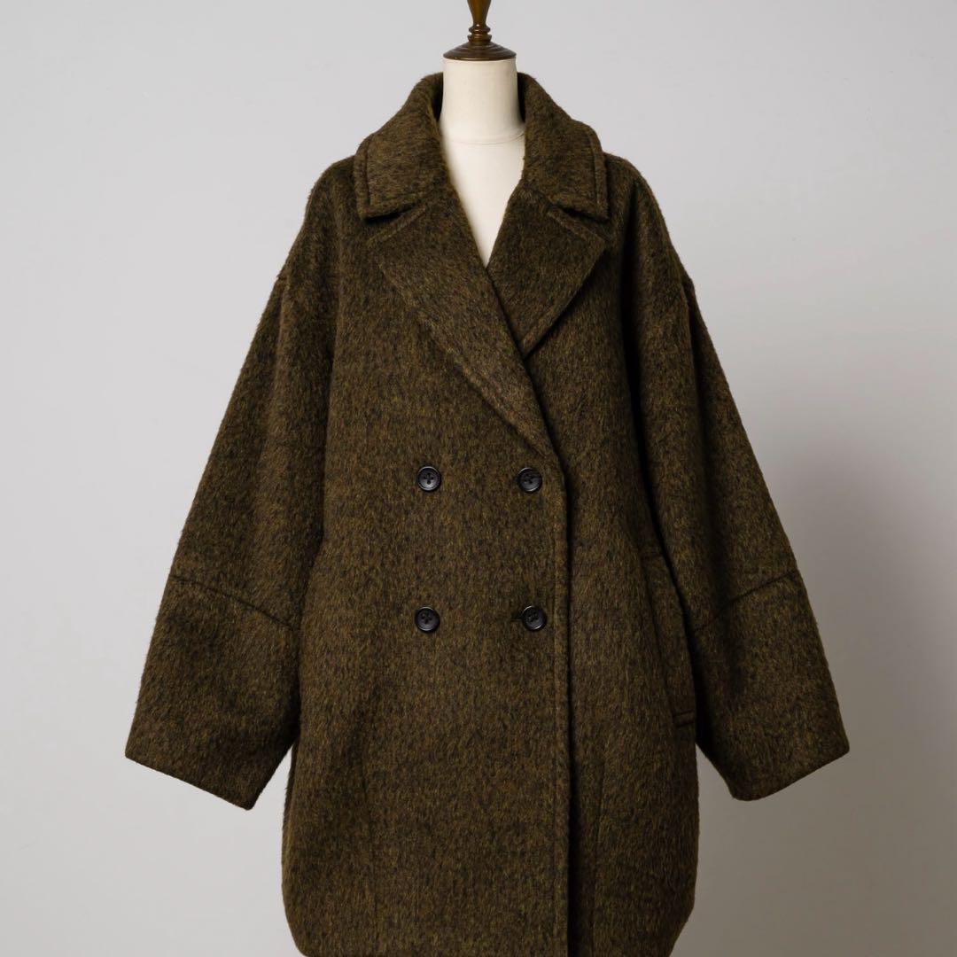 ウールブレンドシャギーコクーンPコート