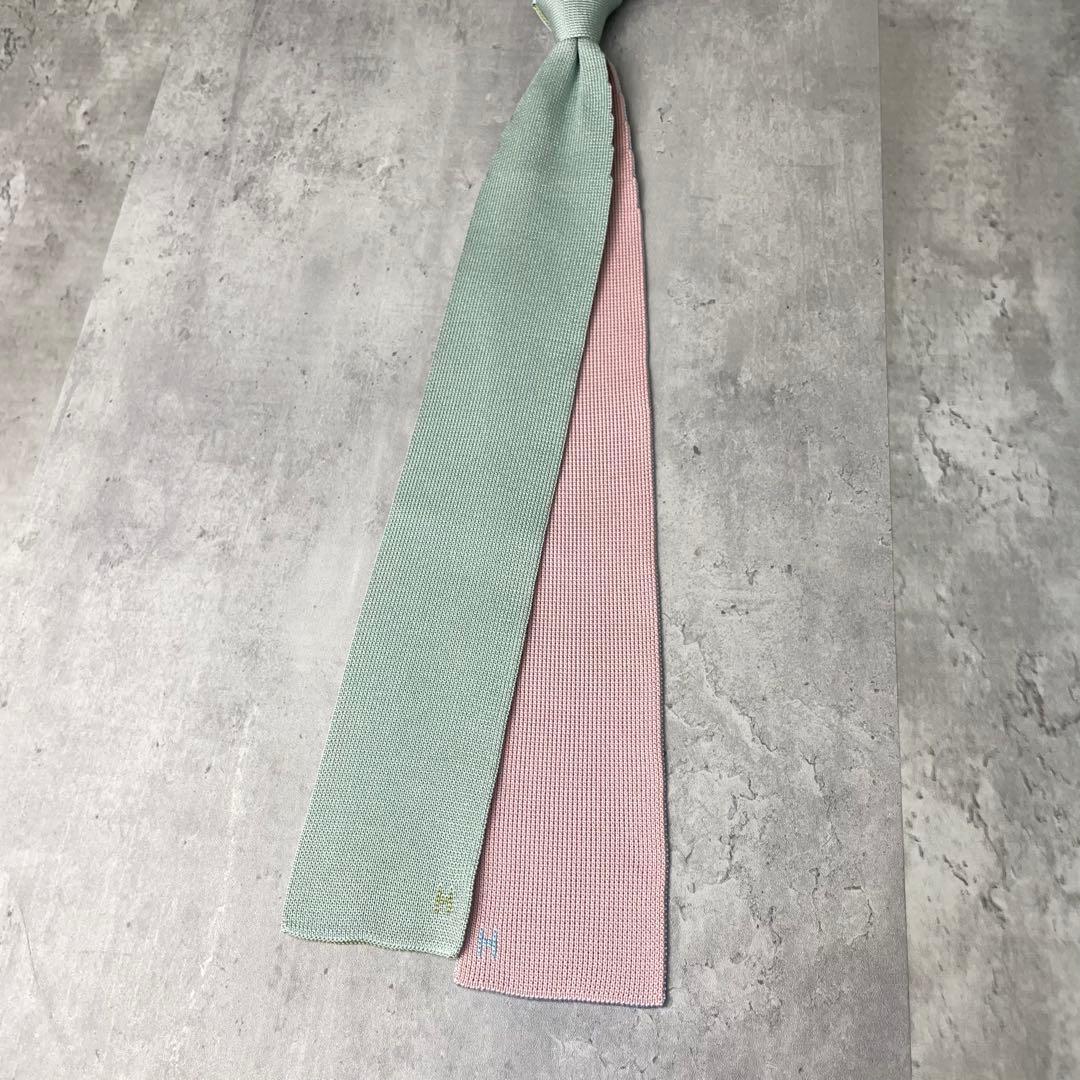 美品 HERMES エルメス キャトルタン 4way ニットタイ ネクタイ