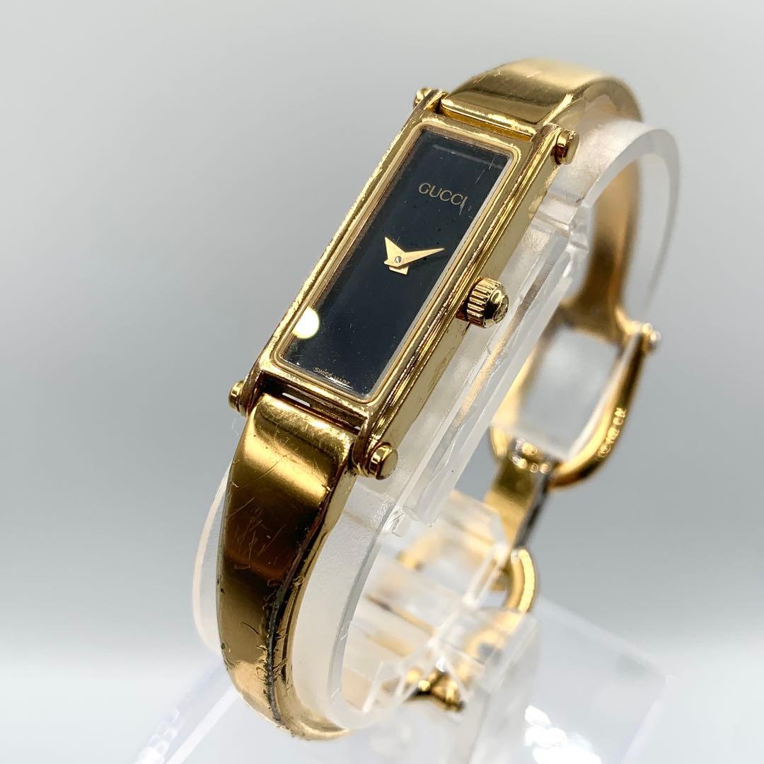 【新品電池 稼働】GUCCI レディース腕時計 1500L ブレスウォッチ 黒.