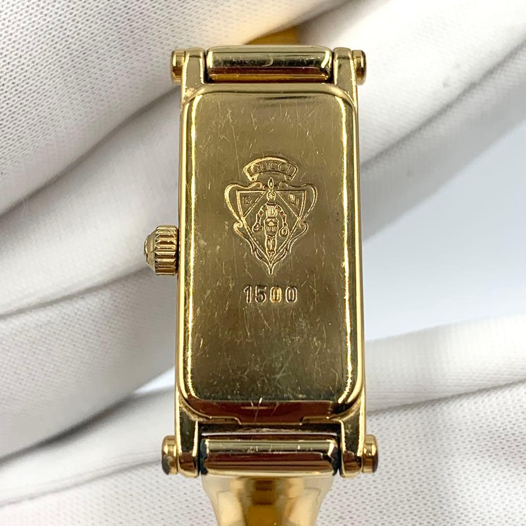 【新品電池 稼働】GUCCI レディース腕時計 1500L ブレスウォッチ 黒.